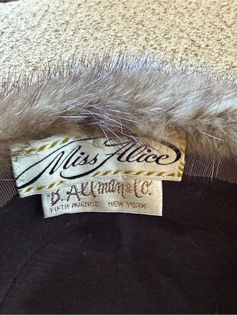 Vintage B. Altman Fifth Avenue Genuine Mink Fur Pillbox Hat Miss Alice 1960s